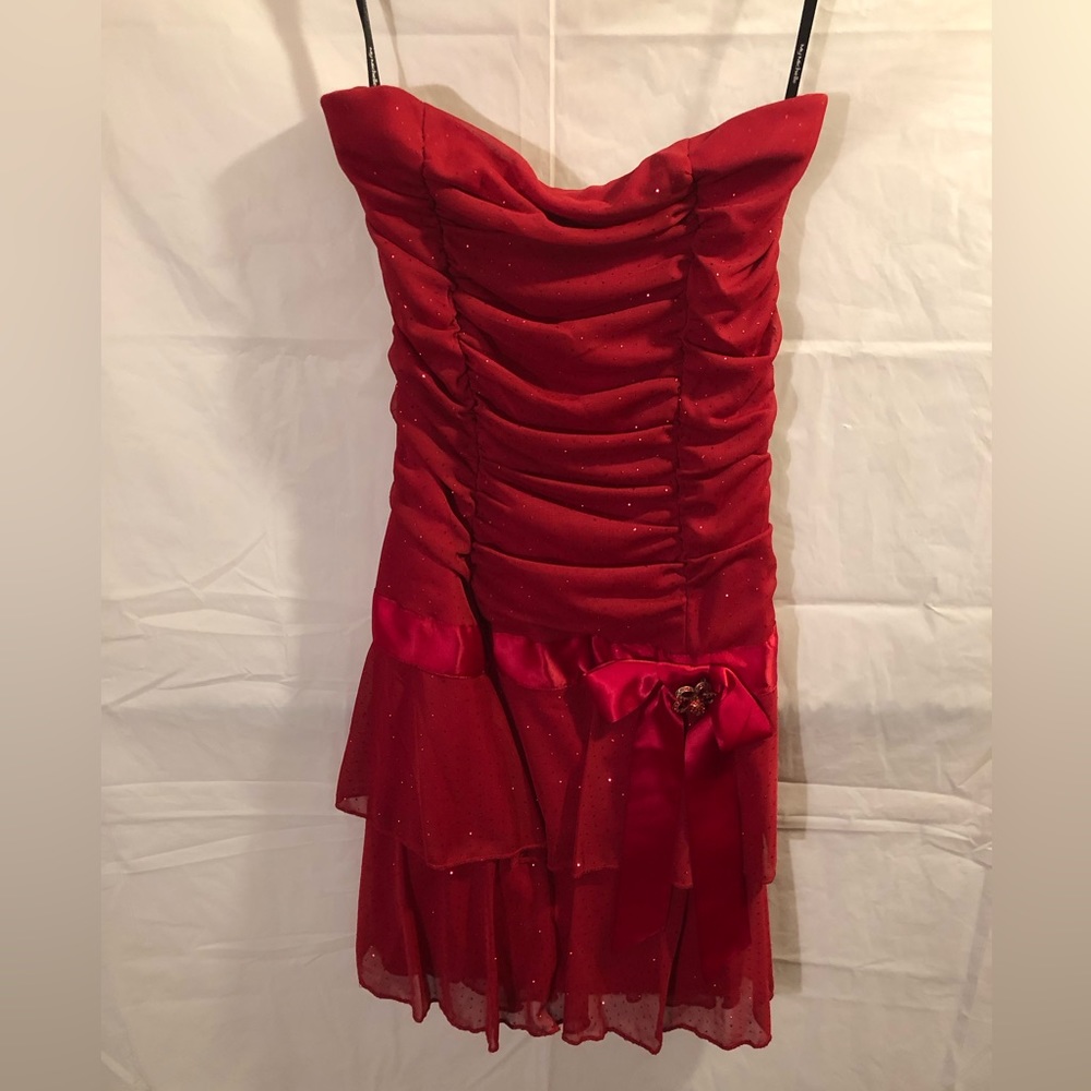 Red sparkly sinched mini dress new with tags
